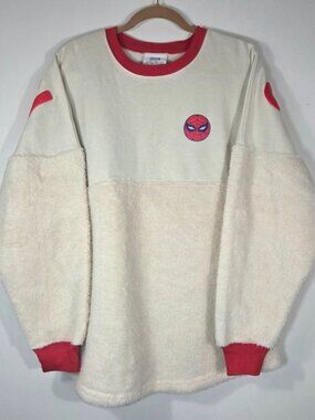 RARE MARVEL SPIDER-MAN WITH GREAT POWER SPIRIT JERSEY SHERPA SWEATER.